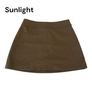 Cider Women SZ S Brown A Line Mini Skirt With Lining & Zipper Closure
